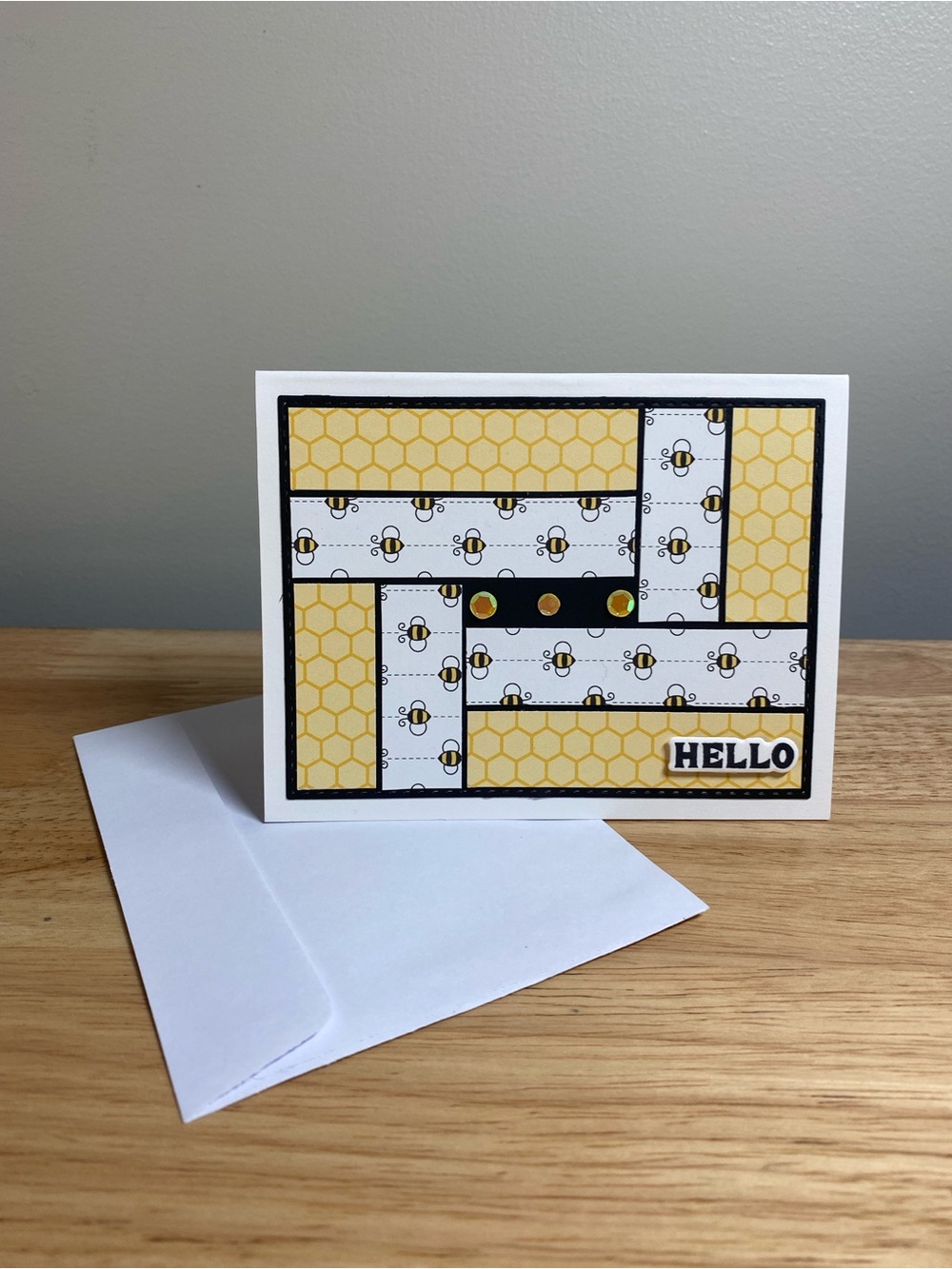 Hello Bee Greeting Card – Handmade A2 Card – All Occasion